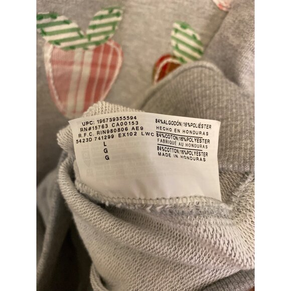 Hanes Explorer Gray Sweatshirt Size L With Hand-Embroidered Strawberry Design - Picture 6 of 6